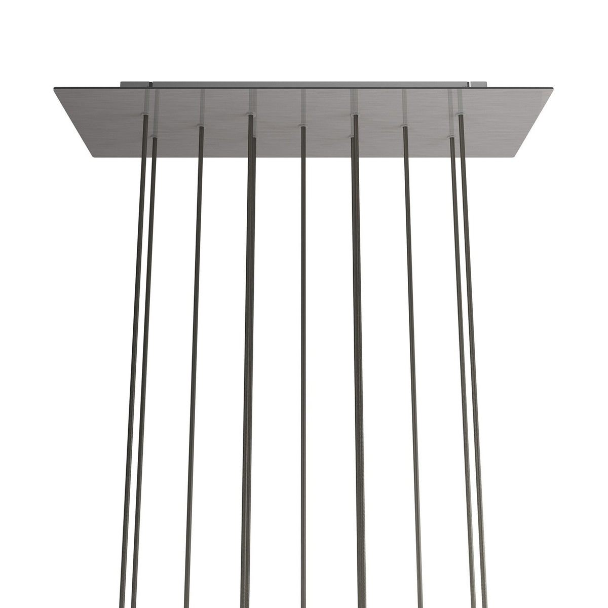 Lampenbaldachin XXL Rose-One rechteckig, 11 Löcher + 6 Seitenlöcher, 67.5 × 22.5 cm – Stahl satiniert, Weiss