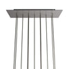 Lampenbaldachin XXL Rose-One rechteckig, 11 Löcher + 6 Seitenlöcher, 67.5 × 22.5 cm – Stahl satiniert, Schwarz