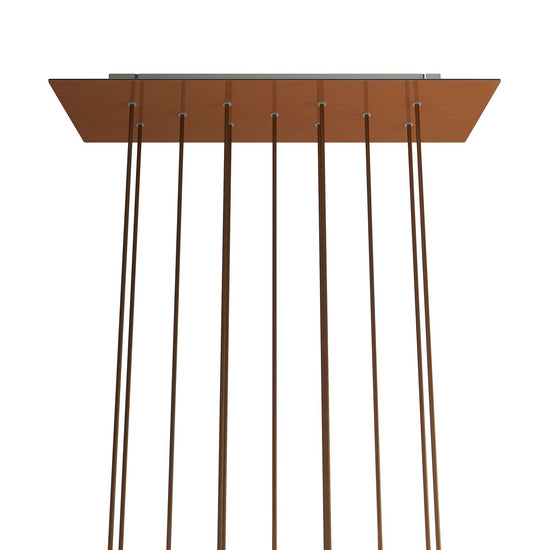 Lampenbaldachin XXL Rose-One rechteckig, 11 Löcher + 6 Seitenlöcher, 67.5 × 22.5 cm – Kupfer satiniert, Weiss