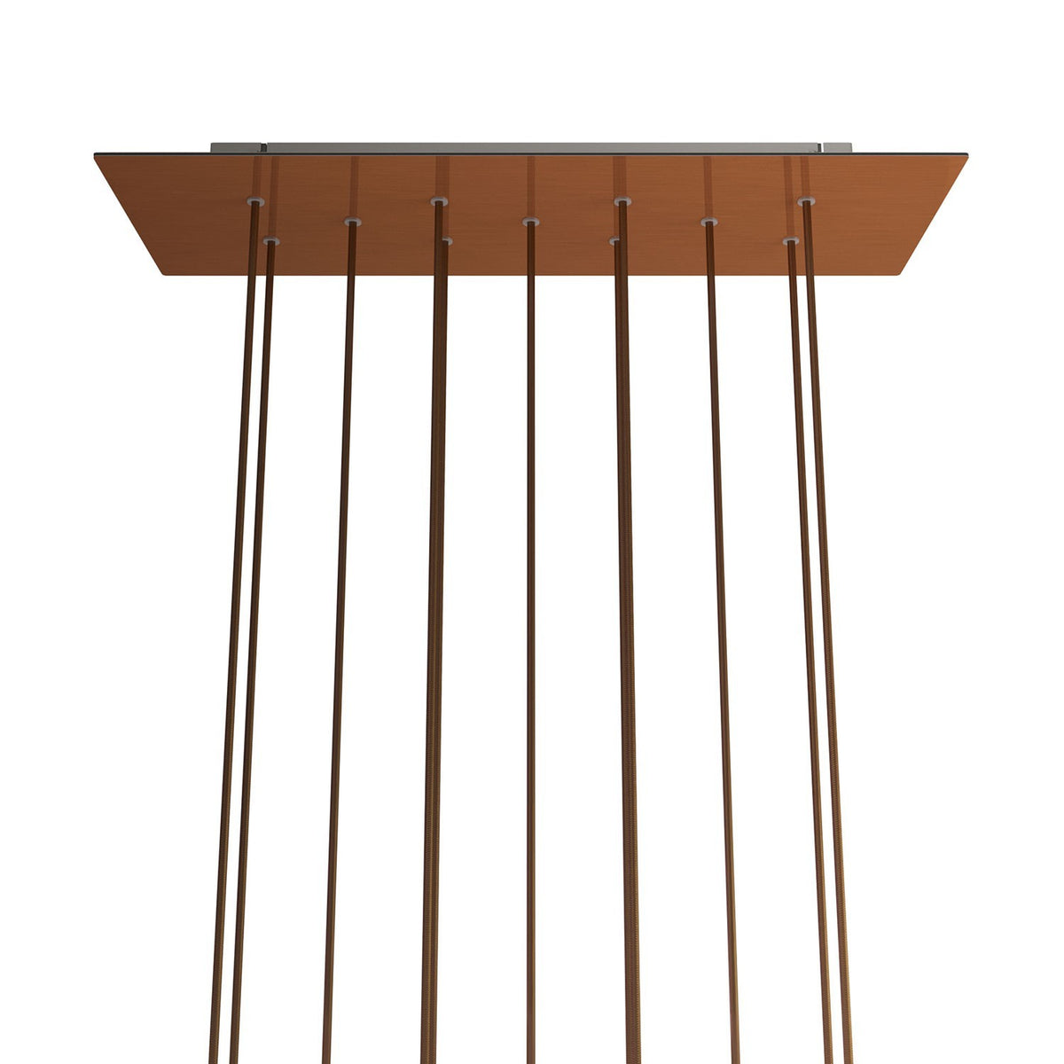 Lampenbaldachin XXL Rose-One rechteckig, 11 Löcher + 6 Seitenlöcher, 67.5 × 22.5 cm – Kupfer satiniert, Weiss