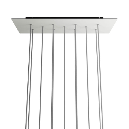 Lampenbaldachin XXL Rose-One rechteckig, 11 Löcher + 6 Seitenlöcher, 67.5 × 22.5 cm – Weiss matt, Schwarz