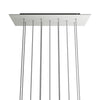 Lampenbaldachin XXL Rose-One rechteckig, 11 Löcher + 6 Seitenlöcher, 67.5 × 22.5 cm – Weiss matt, Schwarz