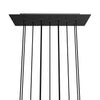 Lampenbaldachin XXL Rose-One rechteckig, 11 Löcher + 6 Seitenlöcher, 67.5 × 22.5 cm – Schwarz matt, Weiss