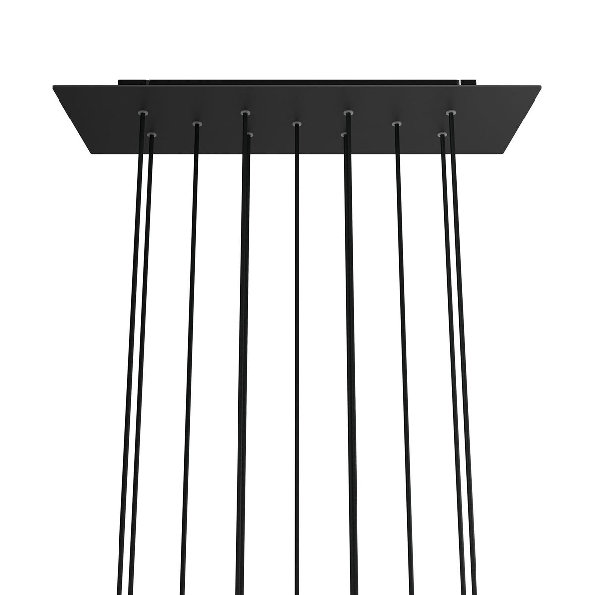 Lampenbaldachin XXL Rose-One rechteckig, 11 Löcher + 6 Seitenlöcher, 67.5 × 22.5 cm – Schwarz matt, Schwarz