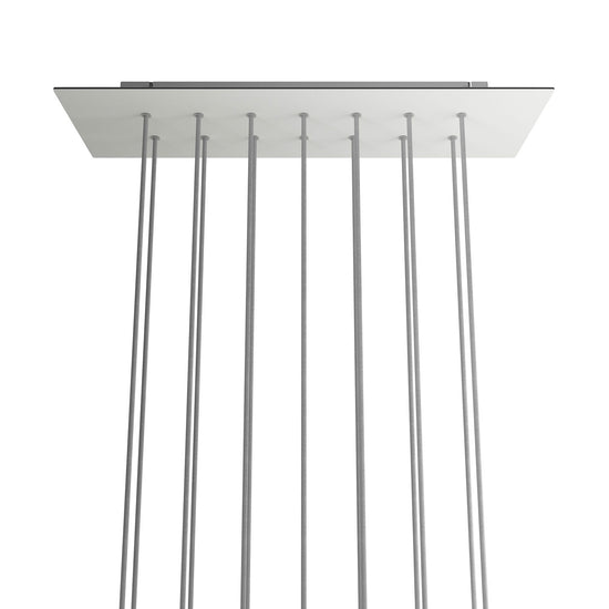 Lampenbaldachin XXL Rose-One rechteckig, 14 Löcher + 6 Seitenlöcher, 67.5 × 22.5 cm – Weiss matt, Weiss