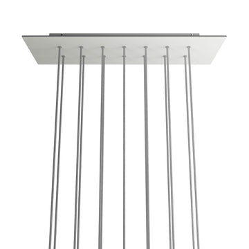 Lampenbaldachin XXL Rose-One rechteckig, 14 Löcher + 6 Seitenlöcher, 67.5 × 22.5 cm – Weiss matt, Weiss