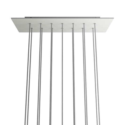 Lampenbaldachin XXL Rose-One rechteckig, 14 Löcher + 6 Seitenlöcher, 67.5 × 22.5 cm – Weiss matt, Weiss