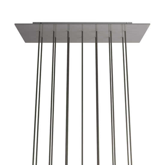 Lampenbaldachin XXL Rose-One rechteckig, 14 Löcher + 6 Seitenlöcher, 67.5 × 22.5 cm – Stahl satiniert, Weiss