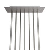 Lampenbaldachin XXL Rose-One rechteckig, 14 Löcher + 6 Seitenlöcher, 67.5 × 22.5 cm – Stahl satiniert, Weiss