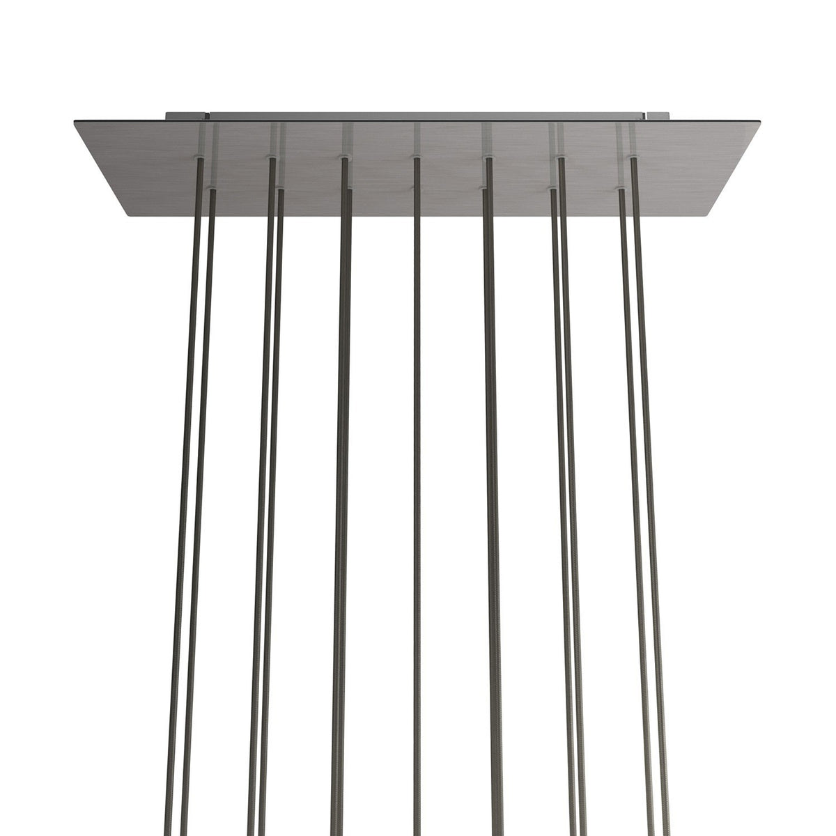 Lampenbaldachin XXL Rose-One rechteckig, 14 Löcher + 6 Seitenlöcher, 67.5 × 22.5 cm – Stahl satiniert, Weiss