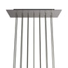 Lampenbaldachin XXL Rose-One rechteckig, 14 Löcher + 6 Seitenlöcher, 67.5 × 22.5 cm – Stahl satiniert, Schwarz