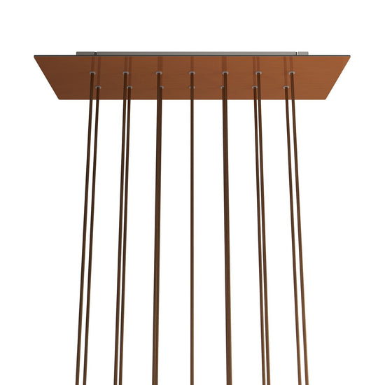 Lampenbaldachin XXL Rose-One rechteckig, 14 Löcher + 6 Seitenlöcher, 67.5 × 22.5 cm – Kupfer satiniert, Weiss