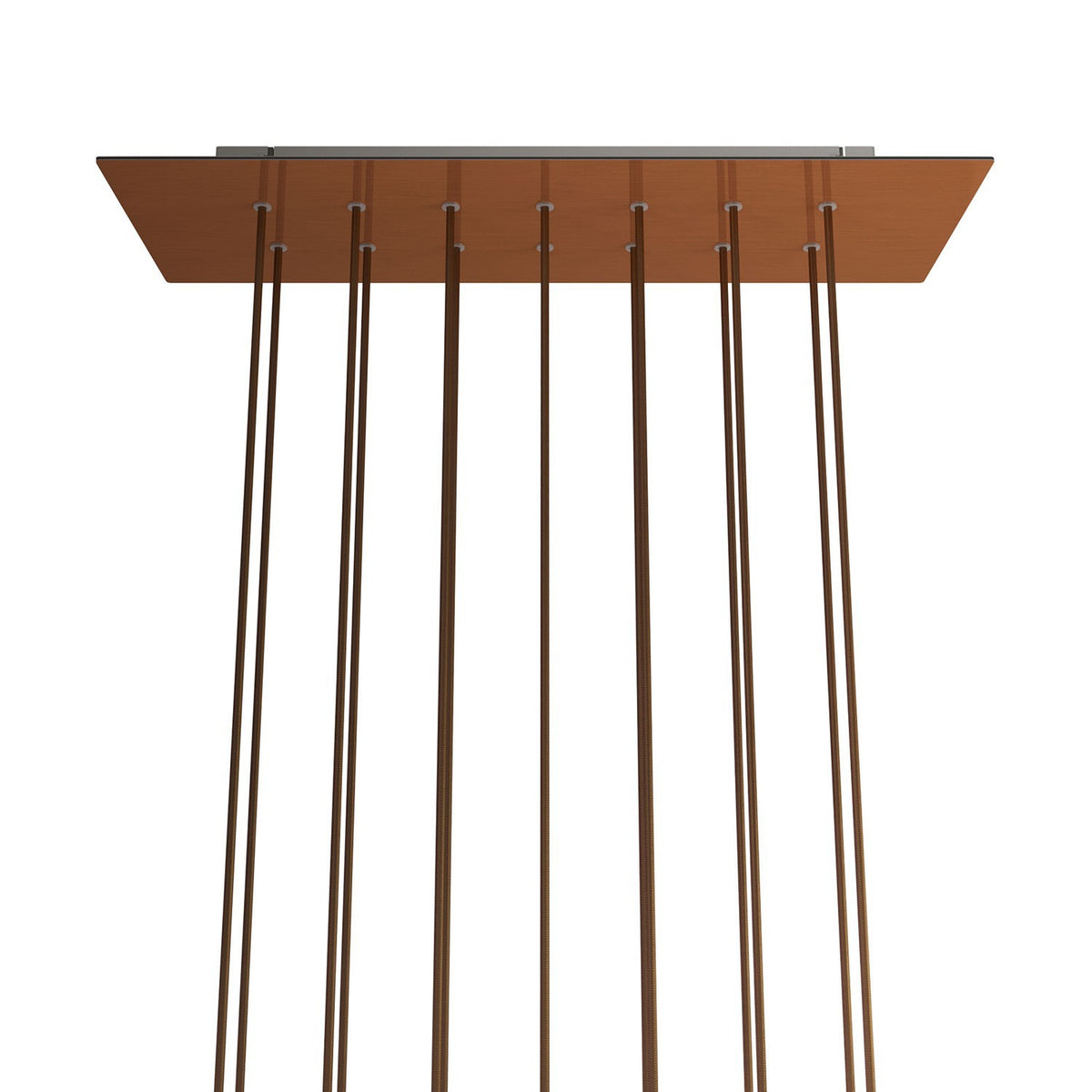 Lampenbaldachin XXL Rose-One rechteckig, 14 Löcher + 6 Seitenlöcher, 67.5 × 22.5 cm – Kupfer satiniert, Weiss