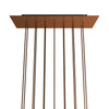 Lampenbaldachin XXL Rose-One rechteckig, 14 Löcher + 6 Seitenlöcher, 67.5 × 22.5 cm – Kupfer satiniert, Schwarz