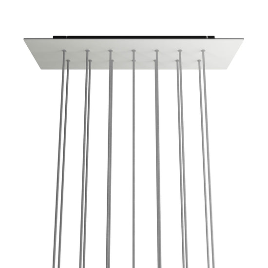 Lampenbaldachin XXL Rose-One rechteckig, 14 Löcher + 6 Seitenlöcher, 67.5 × 22.5 cm – Weiss matt, Schwarz