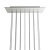 Lampenbaldachin XXL Rose-One rechteckig, 14 Löcher + 6 Seitenlöcher, 67.5 × 22.5 cm – Weiss matt, Schwarz