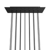 Lampenbaldachin XXL Rose-One rechteckig, 14 Löcher + 6 Seitenlöcher, 67.5 × 22.5 cm – Schwarz matt, Schwarz
