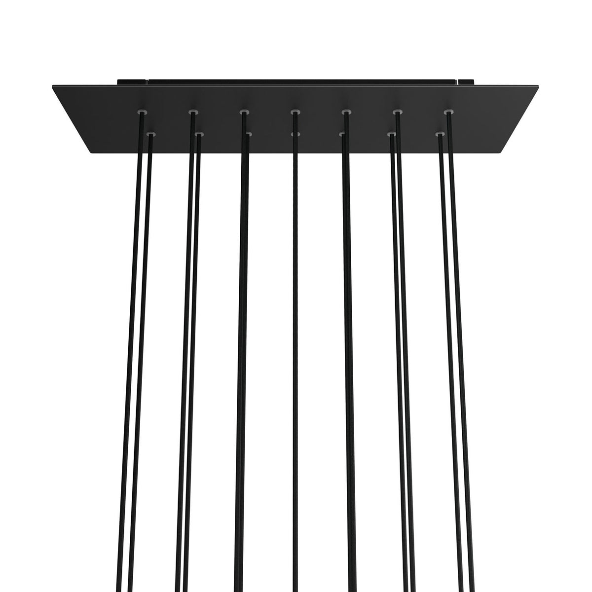 Lampenbaldachin XXL Rose-One rechteckig, 14 Löcher + 6 Seitenlöcher, 67.5 × 22.5 cm – Schwarz matt, Schwarz