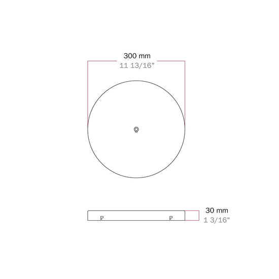 Lampenbaldachin XXL Aluminium, 1 Loch, Ø 30 cm – Weiss matt, ohne Seitenlöcher