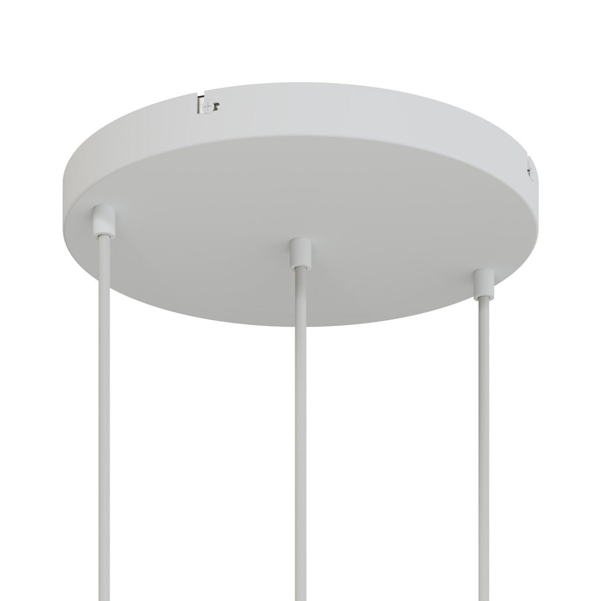 Lampenbaldachin XXL Aluminium, 3 Löcher in Linie, Ø 30 cm – Weiss matt, ohne Seitenlöcher