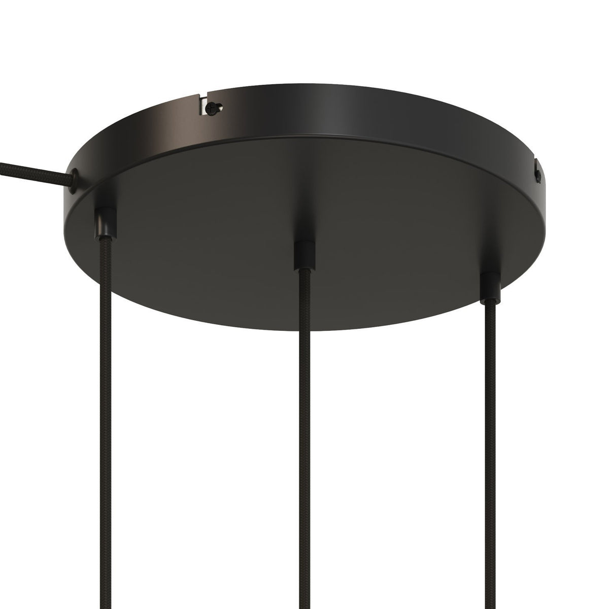Lampenbaldachin XXL Aluminium, 3 Löcher in Linie, Ø 30 cm – Schwarz, 1 Seitenloch