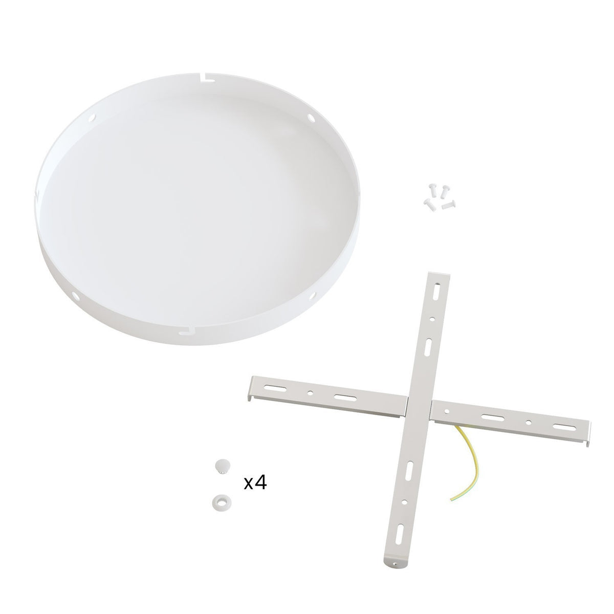 Lampenbaldachin XXL Aluminium, 4 seitliche Ausgänge, Ø 30 cm – Weiss matt