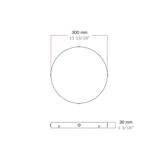 Lampenbaldachin XXL Aluminium, 4 seitliche Ausgänge, Ø 30 cm – Weiss matt
