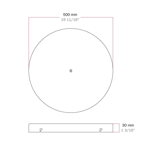 Lampenbaldachin XXL Aluminium, 1 Loch, Ø 50 cm – Weiss matt, ohne Seitenlöcher