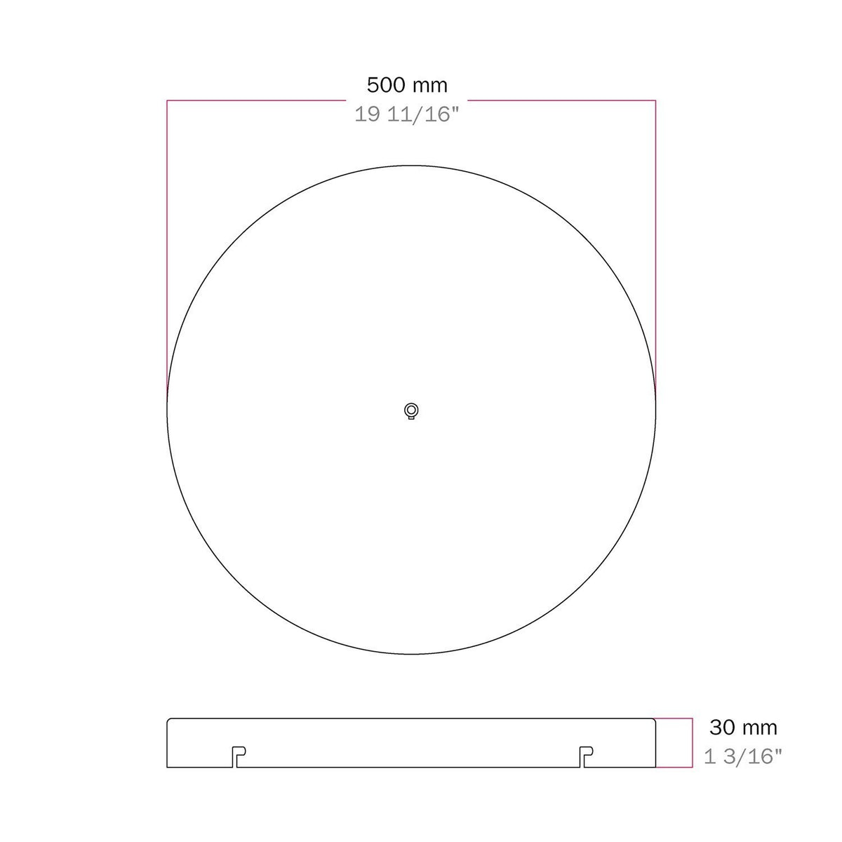 Lampenbaldachin XXL Aluminium, 1 Loch, Ø 50 cm – Weiss matt, ohne Seitenlöcher