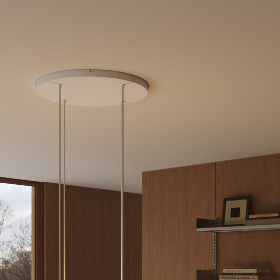 Lampenbaldachin XXL Aluminium, 4 Löcher, Ø 50 cm – Weiss matt, ohne Seitenlöcher