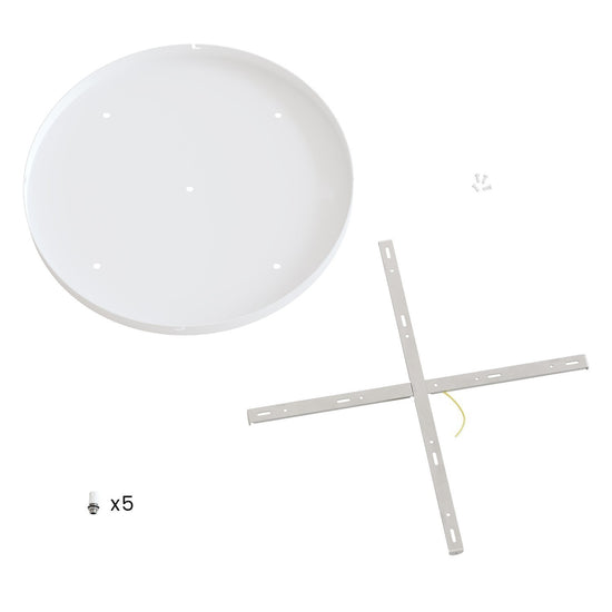Lampenbaldachin XXL Aluminium, 5 Löcher, Ø 50 cm – Weiss matt, ohne Seitenlöcher