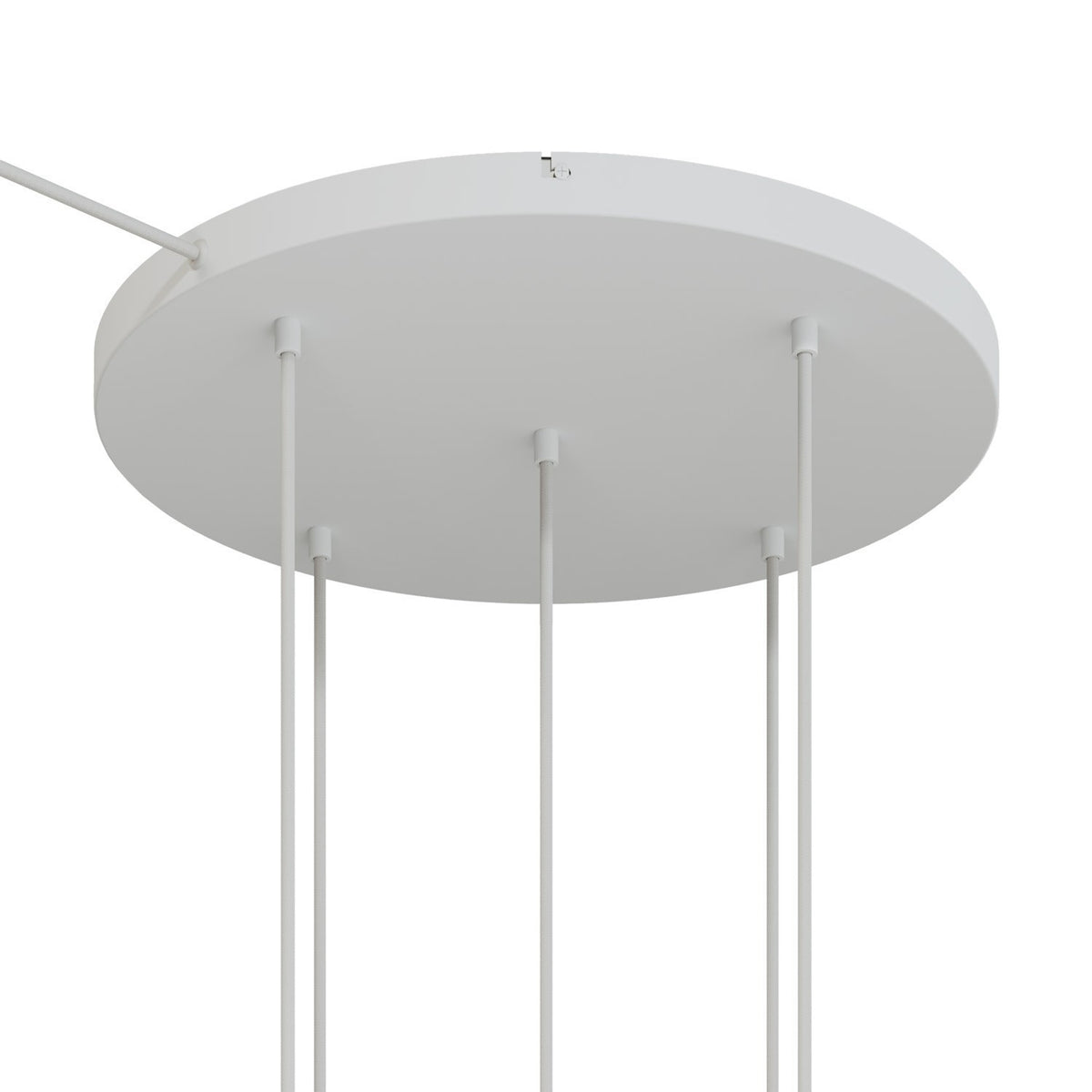 Lampenbaldachin XXL Aluminium, 5 Löcher, Ø 50 cm – Weiss matt, 1 Seitenloch