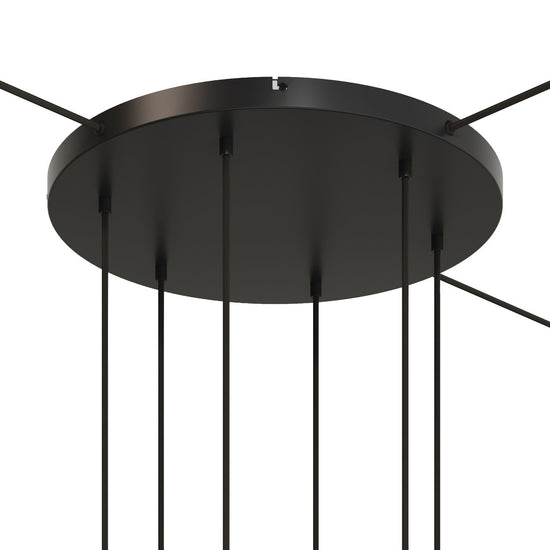 Lampenbaldachin XXL Aluminium, 6 Löcher, Ø 50 cm – Schwarz, 3 Seitenlöcher