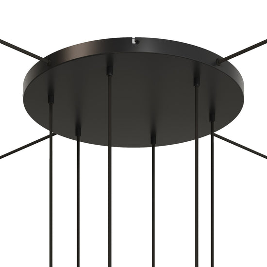 Lampenbaldachin XXL Aluminium, 6 Löcher, Ø 50 cm – Schwarz, 4 Seitenlöcher