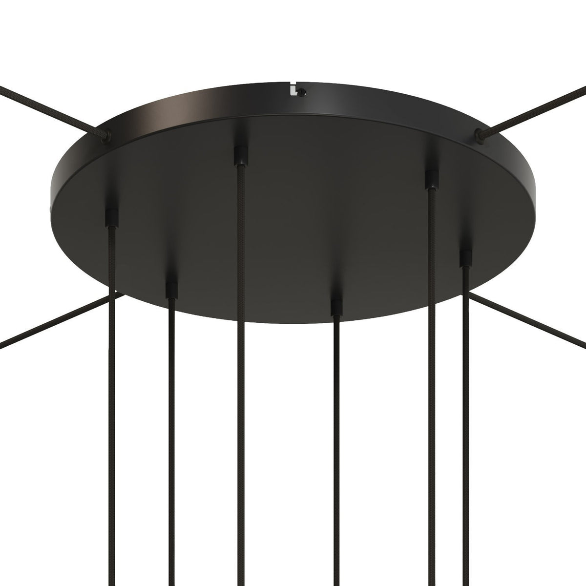 Lampenbaldachin XXL Aluminium, 6 Löcher, Ø 50 cm – Schwarz, 4 Seitenlöcher