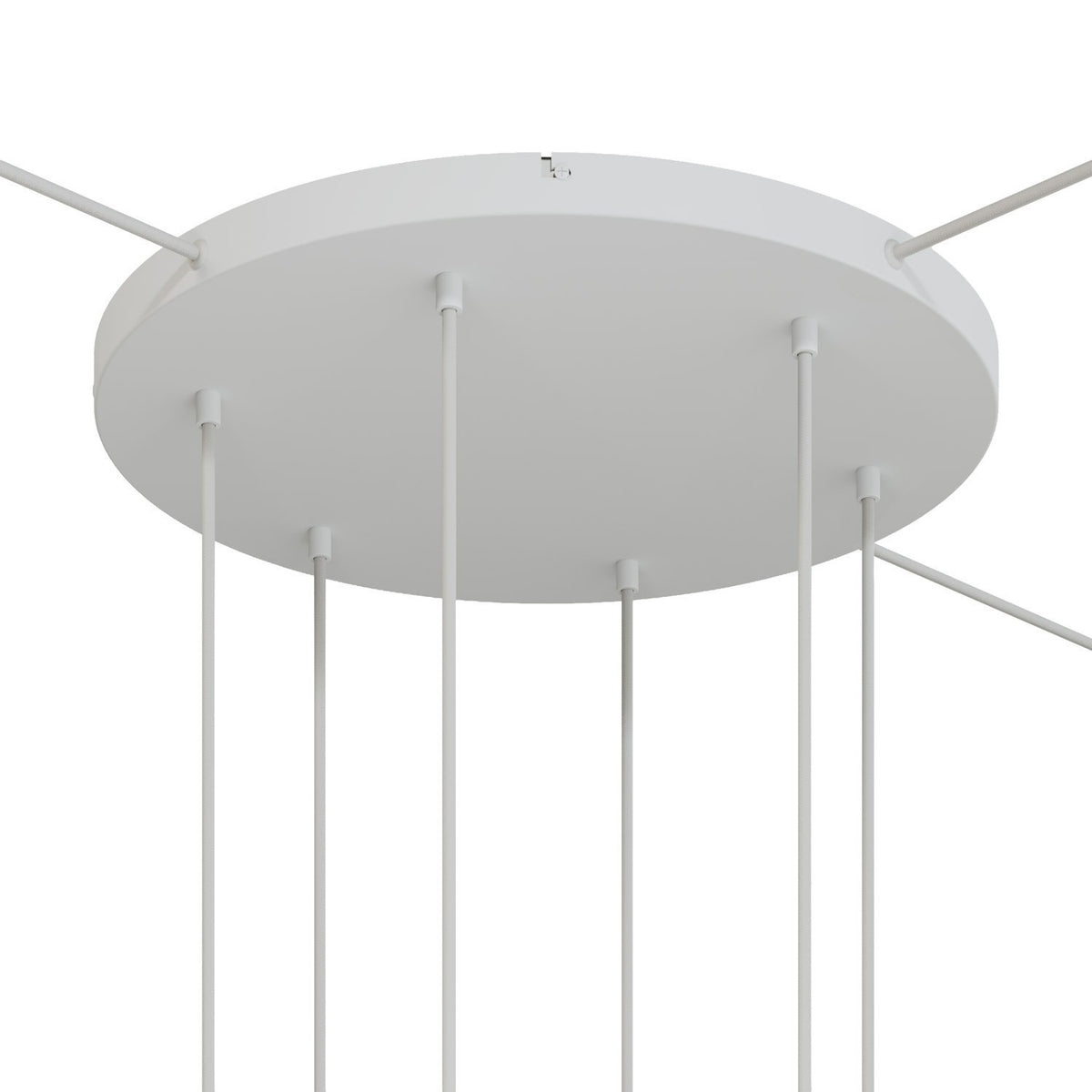 Lampenbaldachin XXL Aluminium, 6 Löcher, Ø 50 cm – Weiss matt, 3 Seitenlöcher