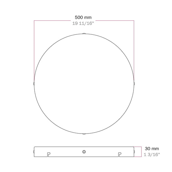 Lampenbaldachin XXL Aluminium, 4 seitliche Ausgänge, Ø 50 cm – Weiss matt