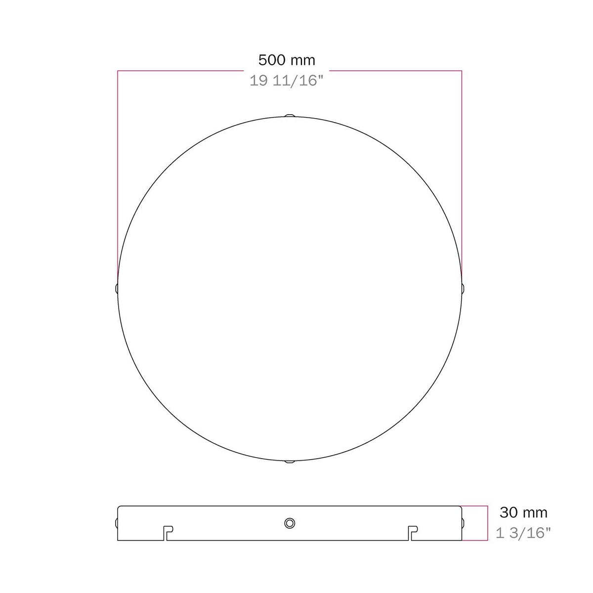 Lampenbaldachin XXL Aluminium, 4 seitliche Ausgänge, Ø 50 cm – Weiss matt