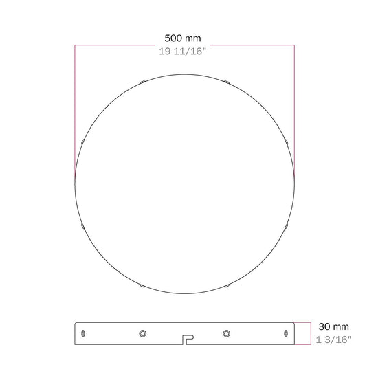 Lampenbaldachin XXL Aluminium, 8 seitliche Ausgänge, Ø 50 cm – Weiss matt