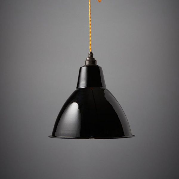Emaille Lampenschirm Black Dome / Schwarz