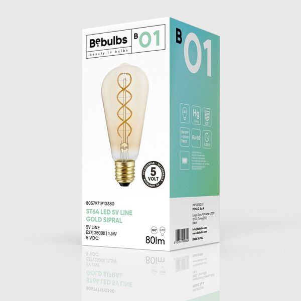 LED Edison 5V Gold / 1.3 Watt E27