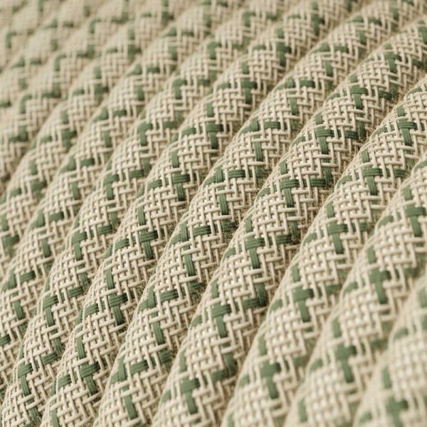 Textilkabel Naturgewebe 3x0.75mm / Leinen Netzstruktur Thymiangrün