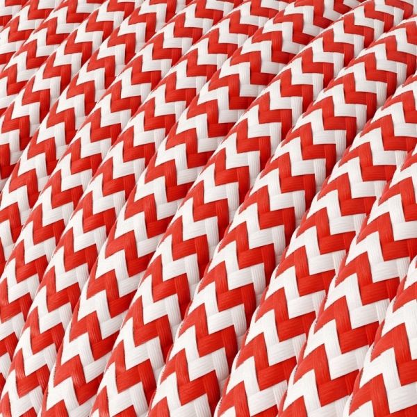 Textilkabel 3x0.75mm / Weiss-Rot zickzack