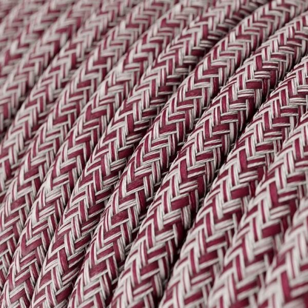 Textilkabel Naturgewebe 2x0.75mm / Bordeaux Tweed in Baumwolle