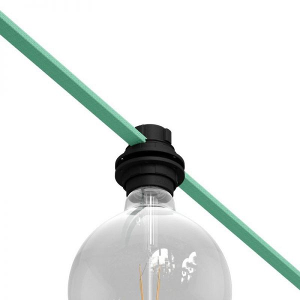 Thermoplast Fassung für Lampenschirme und Lichterketten / Schwarz E27 mit Doppelklemmring